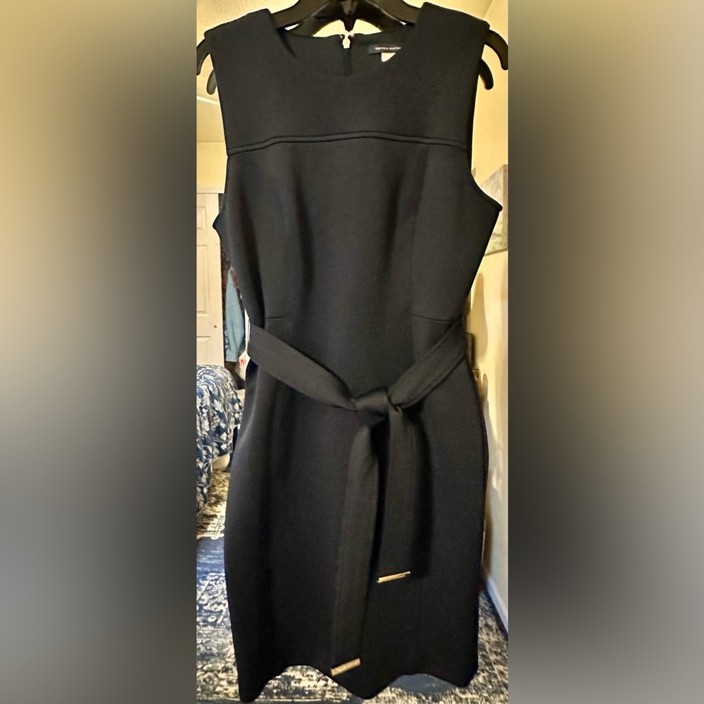Tommy Hilfiger Navy Midi straight Dress with Belt size 10